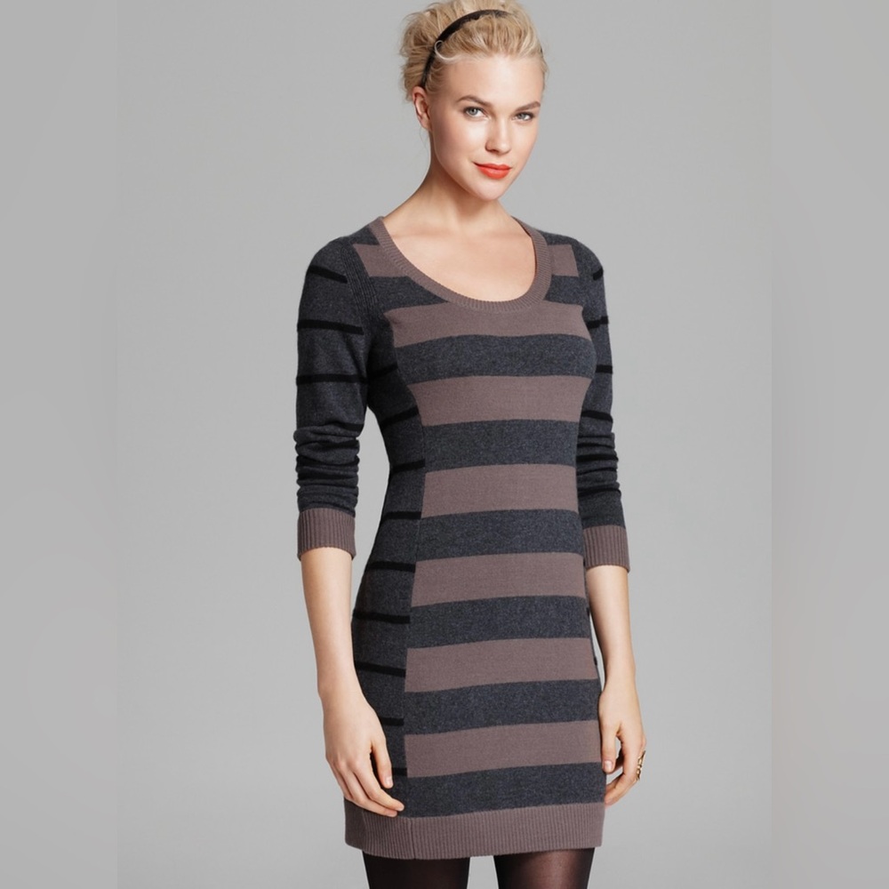 Aqua Cashmere Striped Sweater Dress